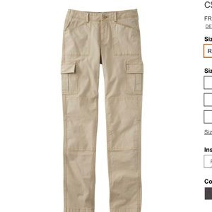 LLBean cargo pants khaki 14